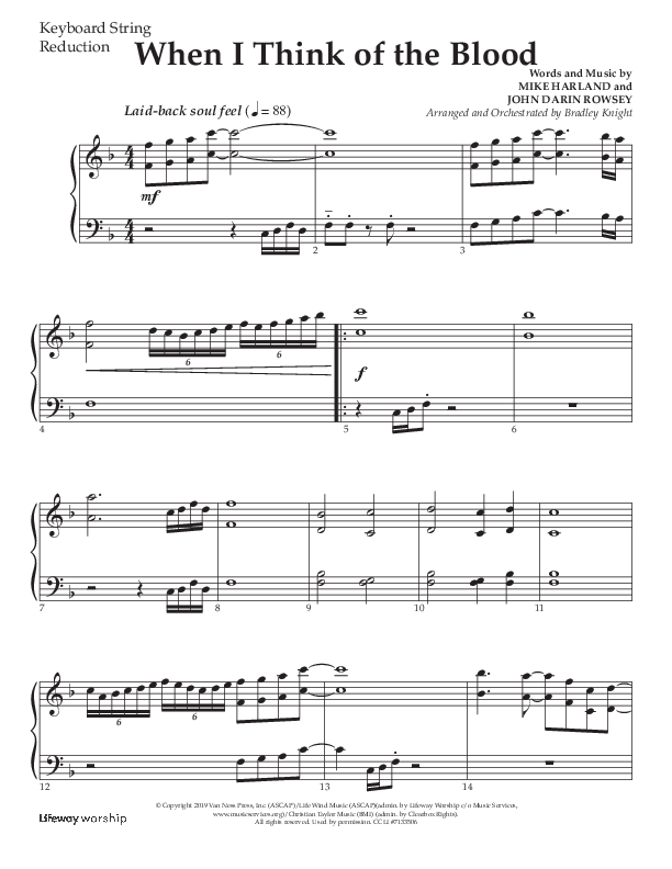 When I Think Of The Blood (Choral Anthem SATB) String Reduction (Lifeway Choral / Arr. Bradley Knight)