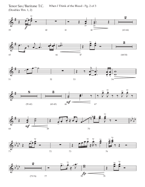 When I Think Of The Blood (Choral Anthem SATB) Tenor Sax/Baritone T.C. (Lifeway Choral / Arr. Bradley Knight)