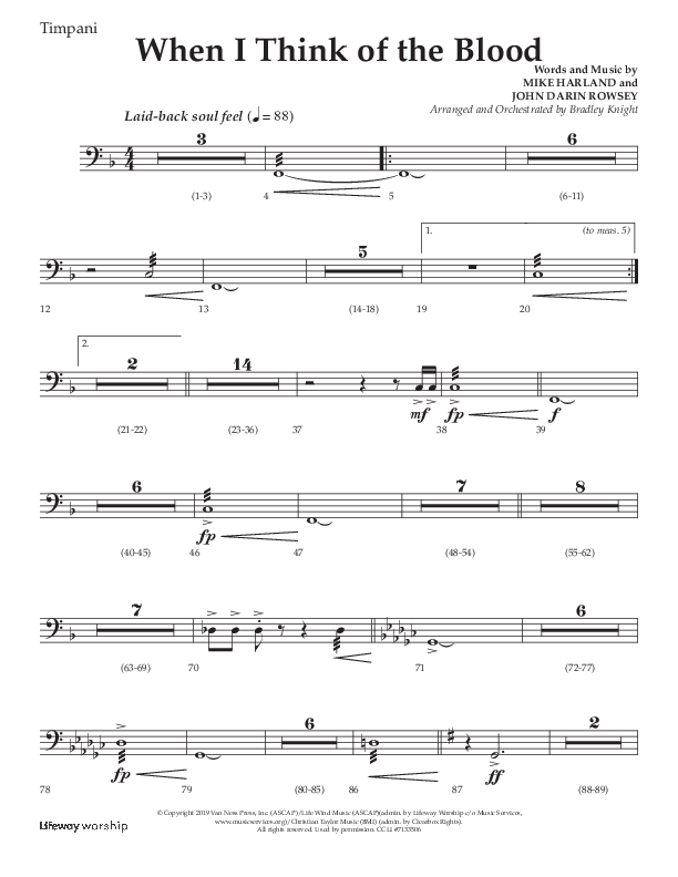 When I Think Of The Blood (Choral Anthem SATB) Timpani (Lifeway Choral / Arr. Bradley Knight)