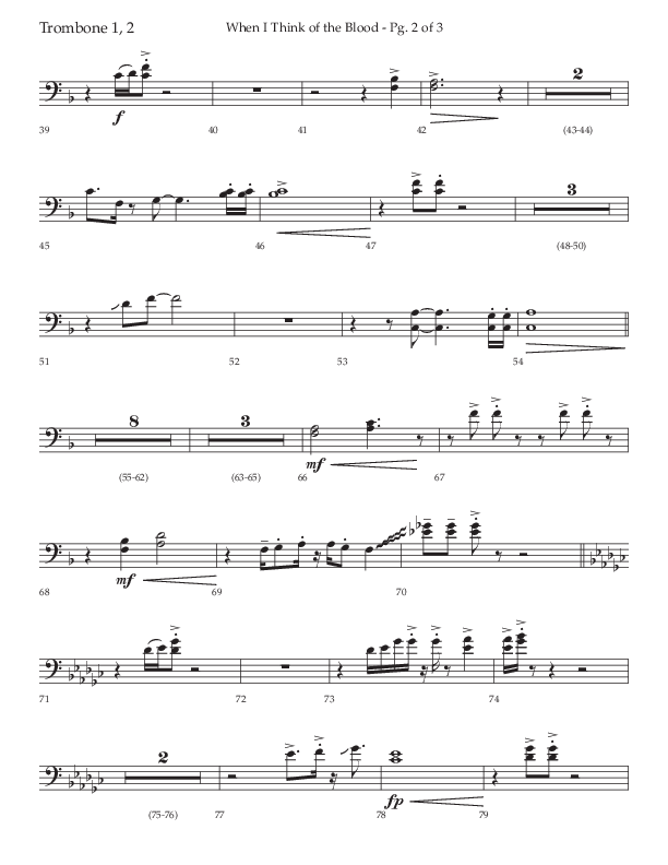 When I Think Of The Blood (Choral Anthem SATB) Trombone 1/2 (Lifeway Choral / Arr. Bradley Knight)