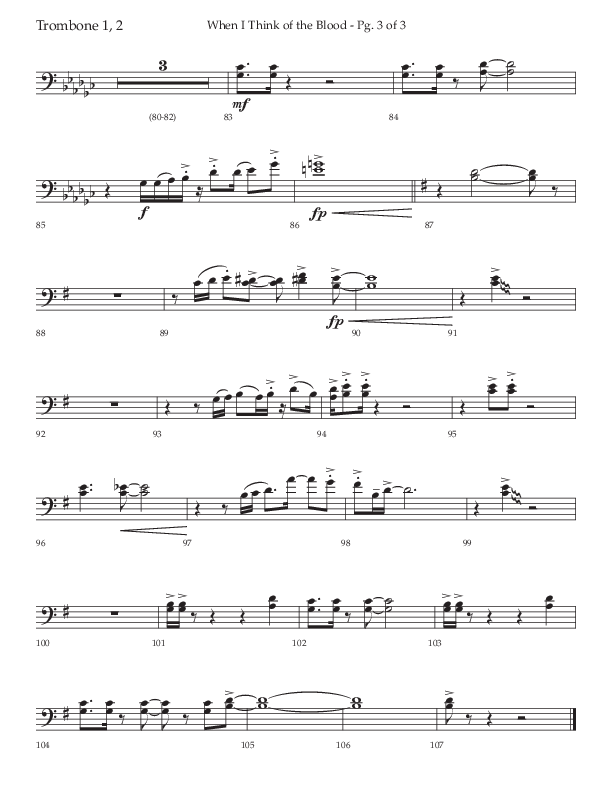 When I Think Of The Blood (Choral Anthem SATB) Trombone 1/2 (Lifeway Choral / Arr. Bradley Knight)