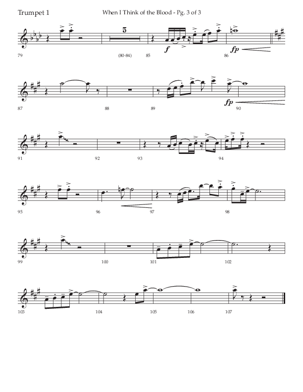 When I Think Of The Blood (Choral Anthem SATB) Trumpet 1 (Lifeway Choral / Arr. Bradley Knight)