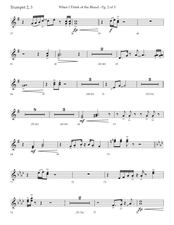 When I Think Of The Blood (Choral Anthem SATB) Trumpet 2/3 (Lifeway Choral / Arr. Bradley Knight)