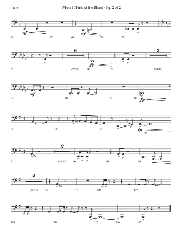 When I Think Of The Blood (Choral Anthem SATB) Tuba (Lifeway Choral / Arr. Bradley Knight)