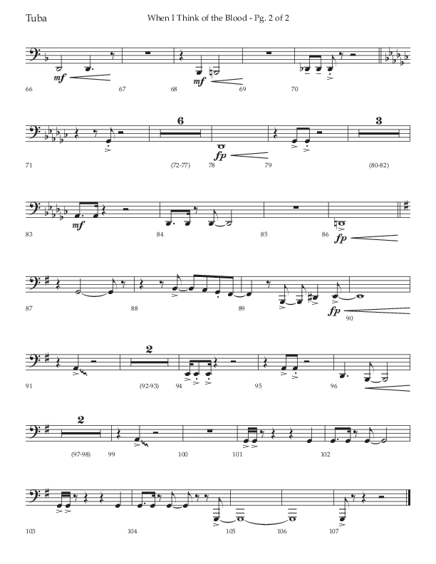 When I Think Of The Blood (Choral Anthem SATB) Tuba (Lifeway Choral / Arr. Bradley Knight)