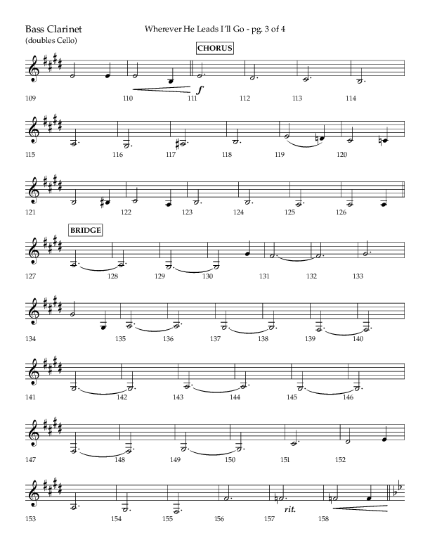 Wherever He Leads I'll Go (Choral Anthem SATB) Bass Clarinet (Lifeway Choral / Arr. Travis Cottrell / Orch. Daniel Semsen)