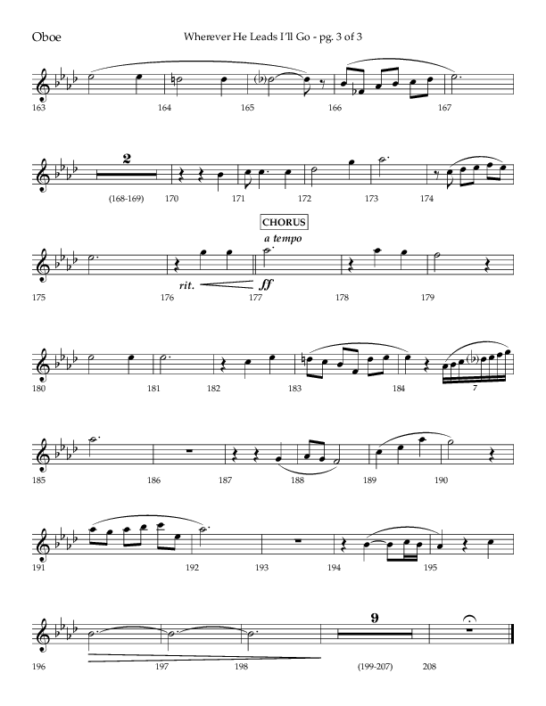 Wherever He Leads I'll Go (Choral Anthem SATB) Oboe (Lifeway Choral / Arr. Travis Cottrell / Orch. Daniel Semsen)