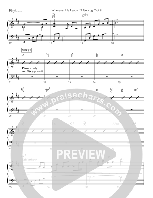 Wherever He Leads I'll Go (Choral Anthem SATB) Lead Melody & Rhythm (Lifeway Choral / Arr. Travis Cottrell / Orch. Daniel Semsen)