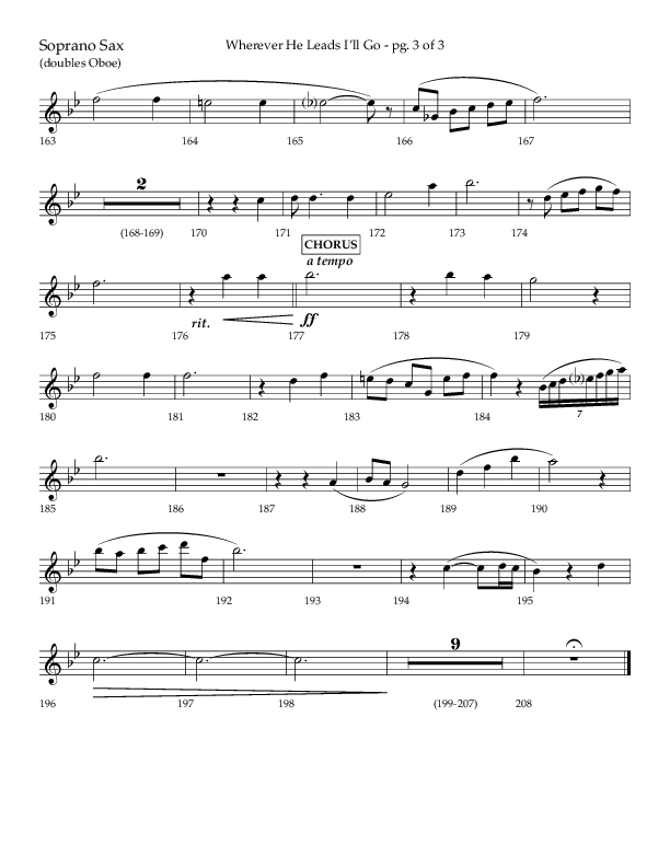 Wherever He Leads I'll Go (Choral Anthem SATB) Soprano Sax (Lifeway Choral / Arr. Travis Cottrell / Orch. Daniel Semsen)