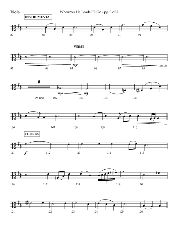 Wherever He Leads I'll Go (Choral Anthem SATB) Viola (Lifeway Choral / Arr. Travis Cottrell / Orch. Daniel Semsen)