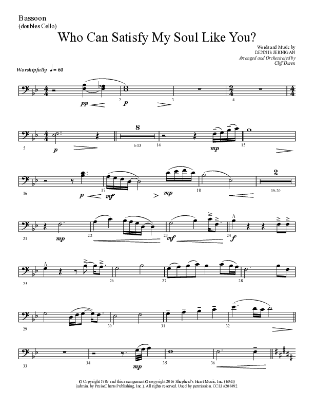 Who Can Satisfy My Soul (Choral Anthem SATB) Bassoon (Lifeway Choral / Arr. Cliff Duren)