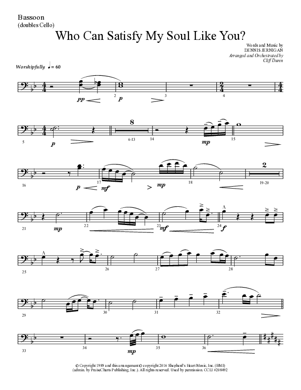 Who Can Satisfy My Soul Like You (Choral Anthem SATB) Bassoon (Lifeway Choral / Arr. Cliff Duren)