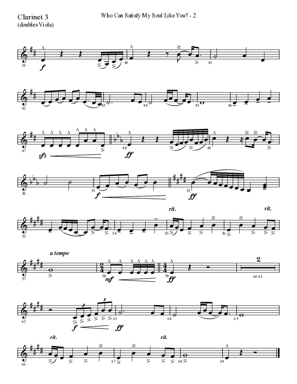 Who Can Satisfy My Soul (Choral Anthem SATB) Clarinet 3 (Lifeway Choral / Arr. Cliff Duren)
