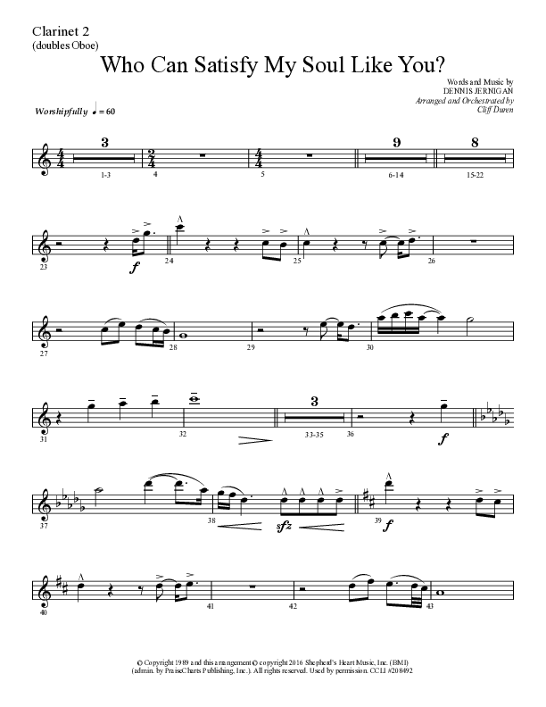 Who Can Satisfy My Soul Like You (Choral Anthem SATB) Clarinet (Lifeway Choral / Arr. Cliff Duren)