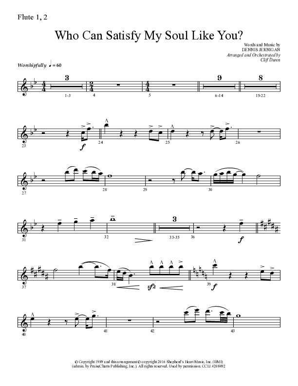 Who Can Satisfy My Soul (Choral Anthem SATB) Flute 1/2 (Lifeway Choral / Arr. Cliff Duren)