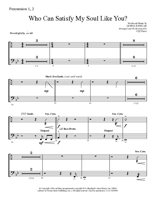 Who Can Satisfy My Soul (Choral Anthem SATB) Percussion 1/2 (Lifeway Choral / Arr. Cliff Duren)