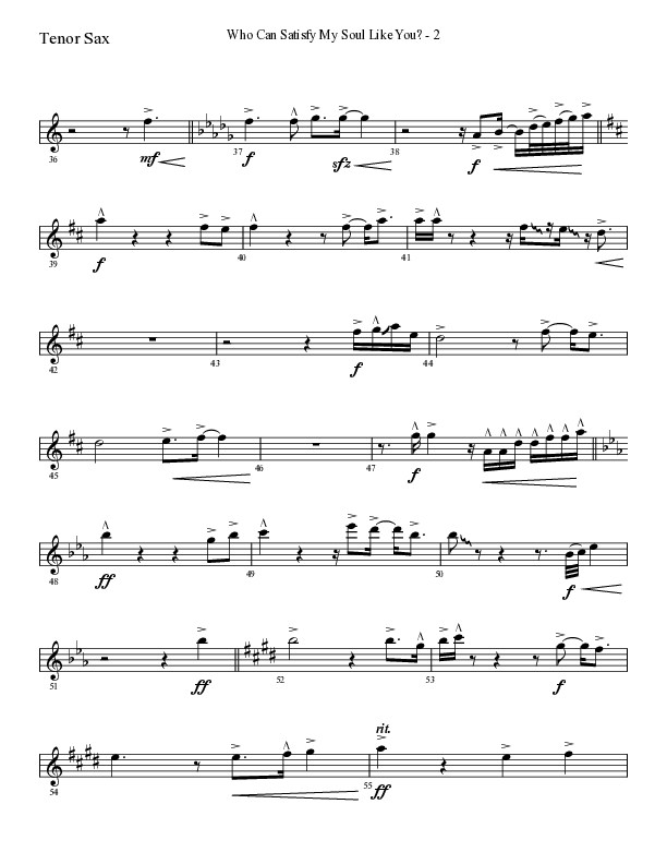 Who Can Satisfy My Soul Like You (Choral Anthem SATB) Tenor Sax 1 (Lifeway Choral / Arr. Cliff Duren)