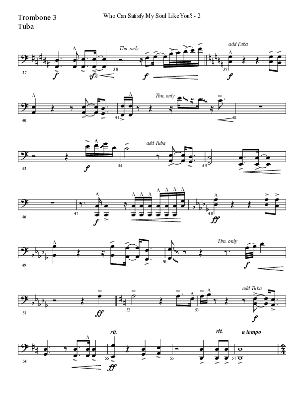 Who Can Satisfy My Soul Like You (Choral Anthem SATB) Trombone 3/Tuba (Lifeway Choral / Arr. Cliff Duren)