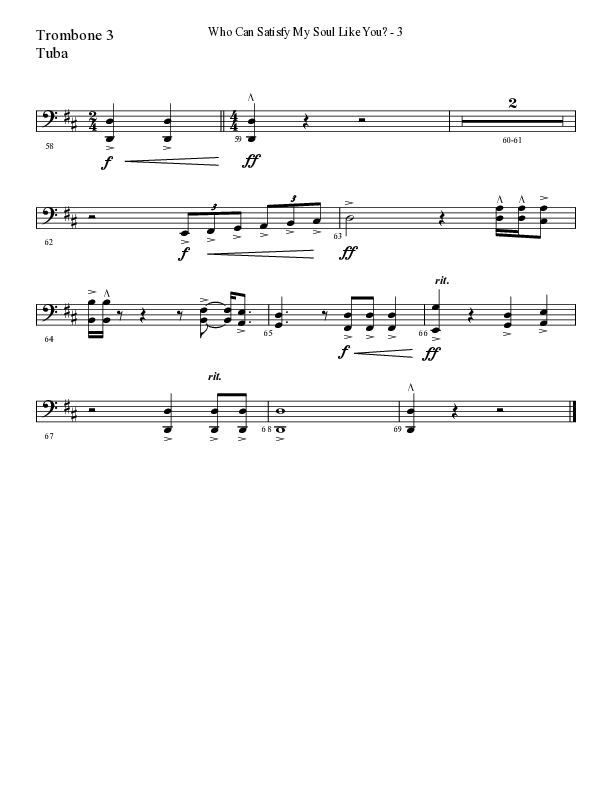 Who Can Satisfy My Soul Like You (Choral Anthem SATB) Trombone 3/Tuba (Lifeway Choral / Arr. Cliff Duren)