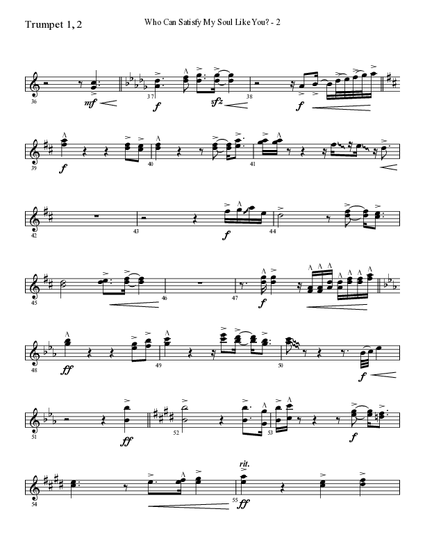 Who Can Satisfy My Soul Like You (Choral Anthem SATB) Trumpet 1,2 (Lifeway Choral / Arr. Cliff Duren)