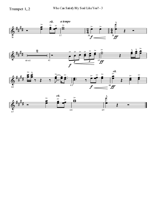 Who Can Satisfy My Soul Like You (Choral Anthem SATB) Trumpet 1,2 (Lifeway Choral / Arr. Cliff Duren)