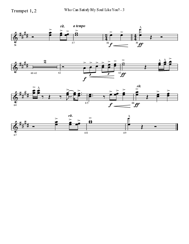 Who Can Satisfy My Soul (Choral Anthem SATB) Trumpet 1,2 (Lifeway Choral / Arr. Cliff Duren)