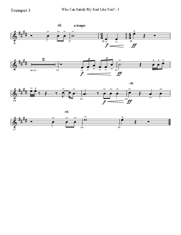 Who Can Satisfy My Soul (Choral Anthem SATB) Trumpet 3 (Lifeway Choral / Arr. Cliff Duren)