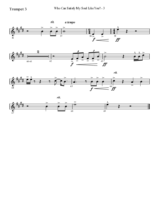 Who Can Satisfy My Soul Like You (Choral Anthem SATB) Trumpet 3 (Lifeway Choral / Arr. Cliff Duren)