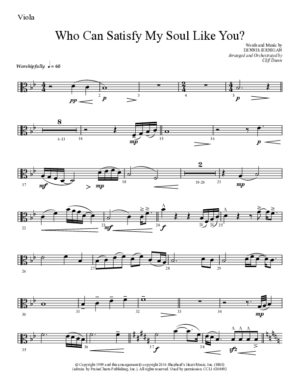 Who Can Satisfy My Soul Like You (Choral Anthem SATB) Viola (Lifeway Choral / Arr. Cliff Duren)