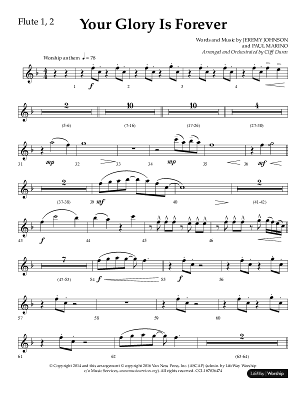 Your Glory Is Forever (Choral Anthem SATB) Flute 1/2 (Lifeway Choral / Arr. Cliff Duren)