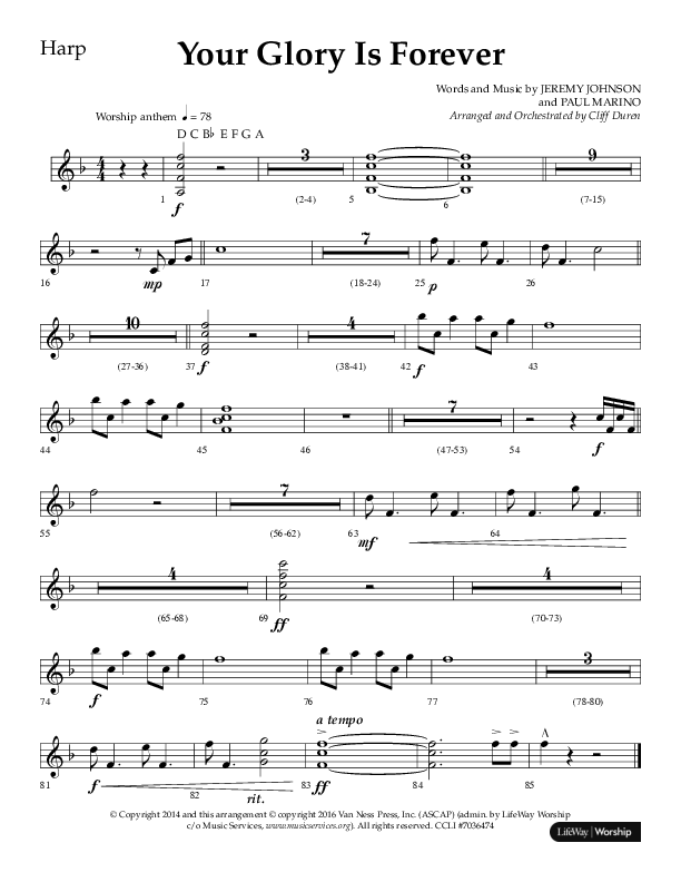 Your Glory Is Forever (Choral Anthem SATB) Harp (Lifeway Choral / Arr. Cliff Duren)