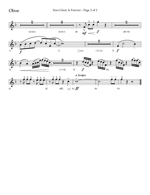 Your Glory Is Forever (Choral Anthem SATB) Oboe (Lifeway Choral / Arr. Cliff Duren)