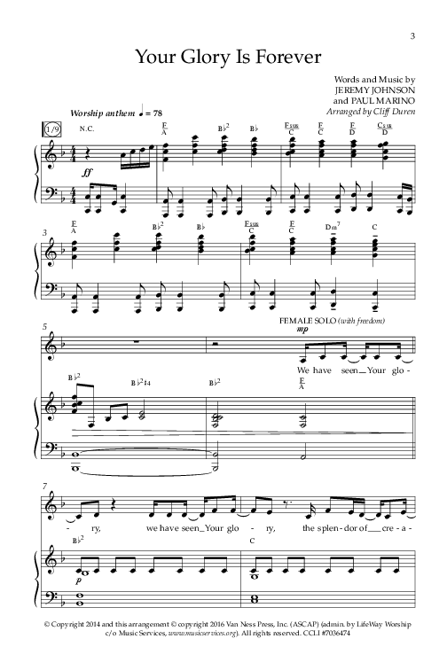 Your Glory Is Forever (Choral Anthem SATB) Anthem (SATB/Piano) (Lifeway Choral / Arr. Cliff Duren)