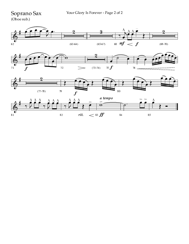 Your Glory Is Forever (Choral Anthem SATB) Soprano Sax (Lifeway Choral / Arr. Cliff Duren)