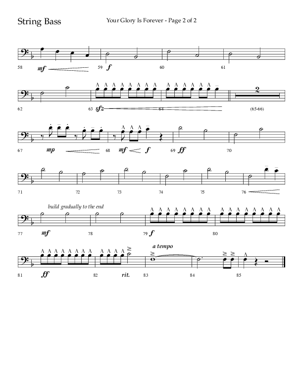 Your Glory Is Forever (Choral Anthem SATB) String Bass (Lifeway Choral / Arr. Cliff Duren)