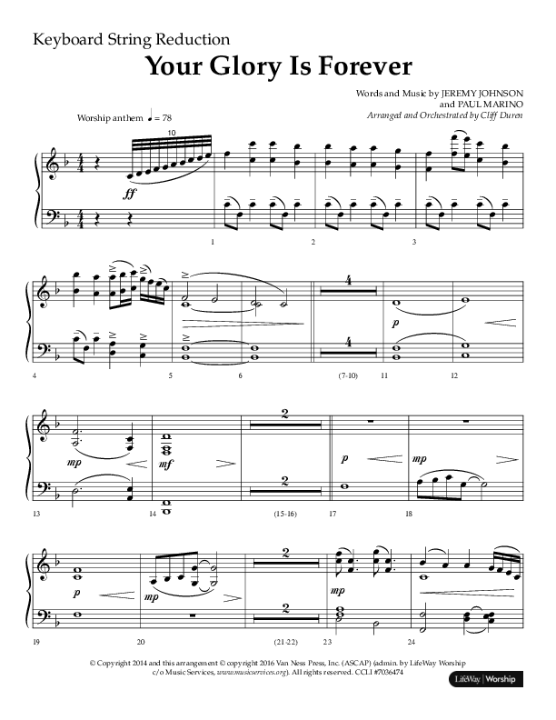 Your Glory Is Forever (Choral Anthem SATB) String Reduction (Lifeway Choral / Arr. Cliff Duren)
