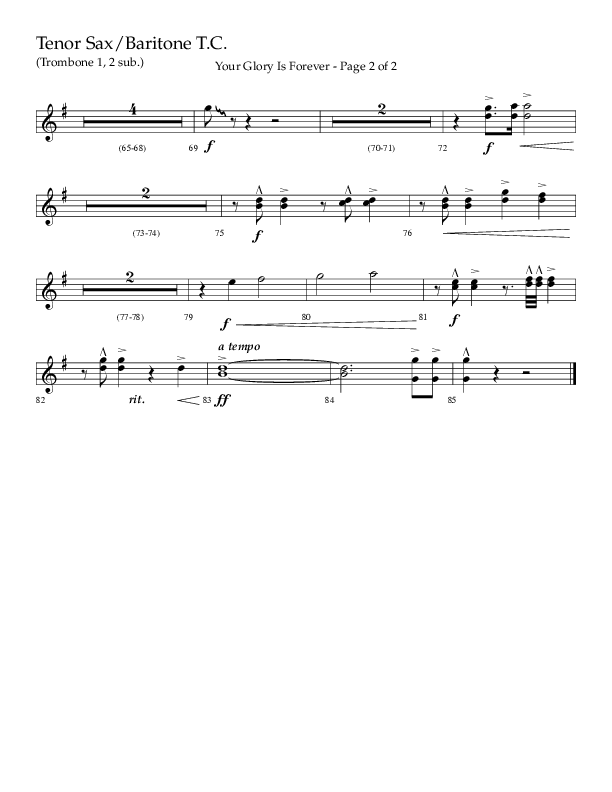 Your Glory Is Forever (Choral Anthem SATB) Tenor Sax/Baritone T.C. (Lifeway Choral / Arr. Cliff Duren)