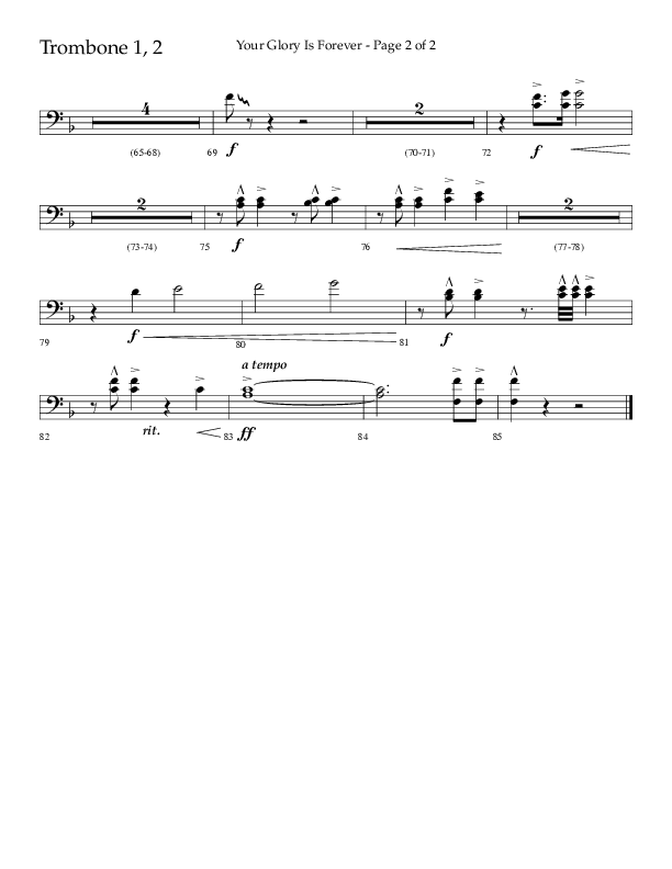 Your Glory Is Forever (Choral Anthem SATB) Trombone 1/2 (Lifeway Choral / Arr. Cliff Duren)