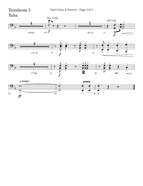 Your Glory Is Forever (Choral Anthem SATB) Trombone 3/Tuba (Lifeway Choral / Arr. Cliff Duren)