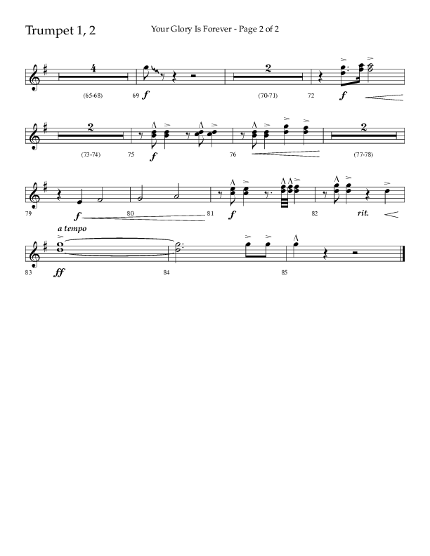 Your Glory Is Forever (Choral Anthem SATB) Trumpet 1,2 (Lifeway Choral / Arr. Cliff Duren)