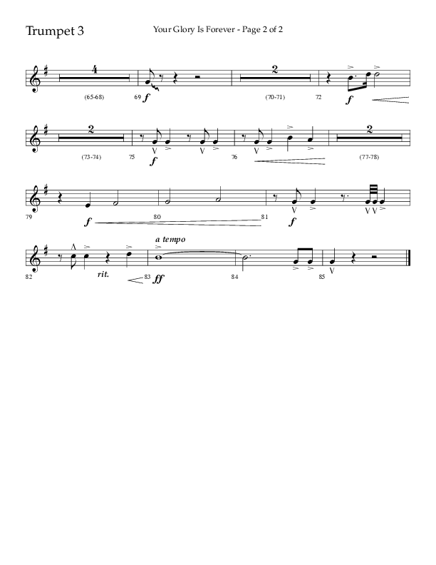 Your Glory Is Forever (Choral Anthem SATB) Trumpet 3 (Lifeway Choral / Arr. Cliff Duren)