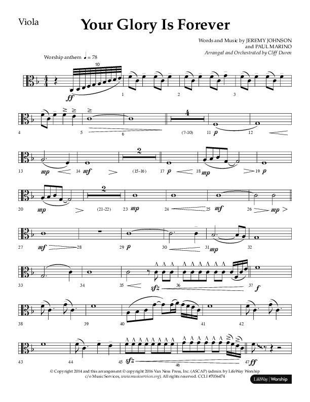 Your Glory Is Forever (Choral Anthem SATB) Viola (Lifeway Choral / Arr. Cliff Duren)