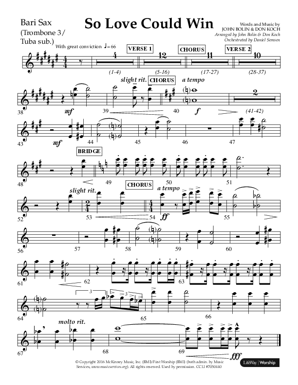 So Love Could Win (Choral Anthem SATB) Bari Sax (Lifeway Choral / Arr. John Bolin / Don Koch / Orch. Daniel Semsen)