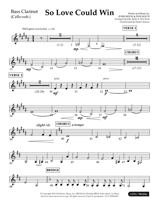 So Love Could Win (Choral Anthem SATB) Bass Clarinet (Lifeway Choral / Arr. John Bolin / Don Koch / Orch. Daniel Semsen)