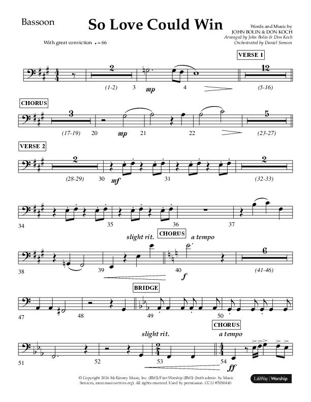 So Love Could Win (Choral Anthem SATB) Bassoon (Lifeway Choral / Arr. John Bolin / Don Koch / Orch. Daniel Semsen)