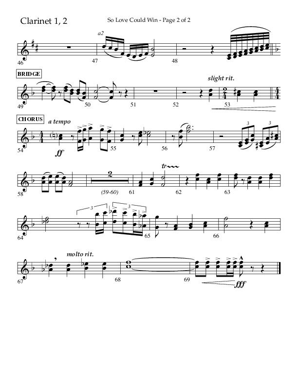 So Love Could Win (Choral Anthem SATB) Clarinet 1/2 (Lifeway Choral / Arr. John Bolin / Don Koch / Orch. Daniel Semsen)