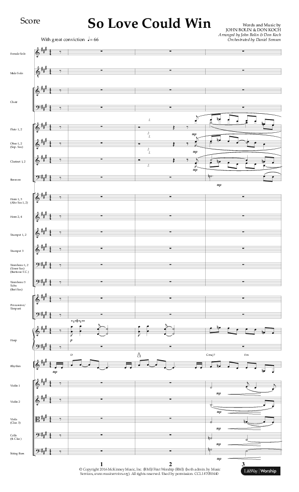 So Love Could Win (Choral Anthem SATB) Conductor's Score (Lifeway Choral / Arr. John Bolin / Don Koch / Orch. Daniel Semsen)
