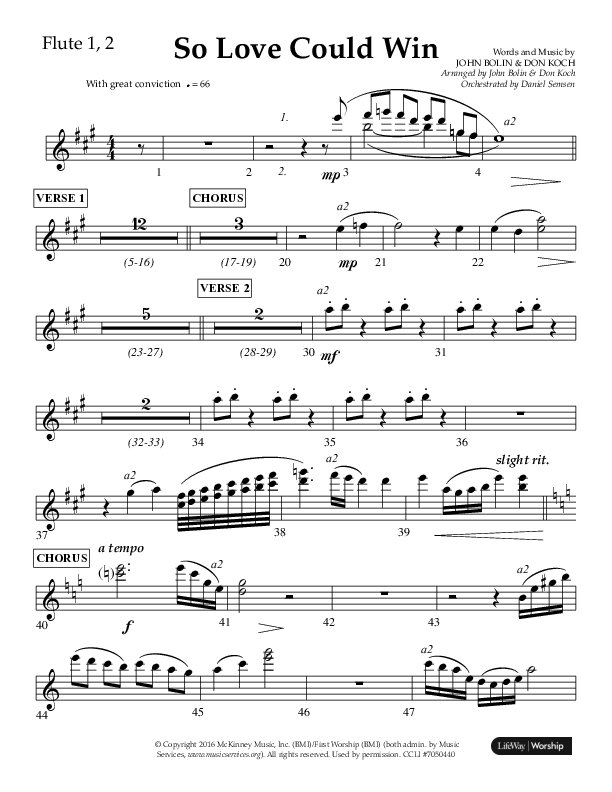 So Love Could Win (Choral Anthem SATB) Flute 1/2 (Lifeway Choral / Arr. John Bolin / Don Koch / Orch. Daniel Semsen)