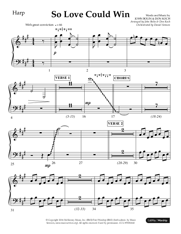 So Love Could Win (Choral Anthem SATB) Harp (Lifeway Choral / Arr. John Bolin / Don Koch / Orch. Daniel Semsen)