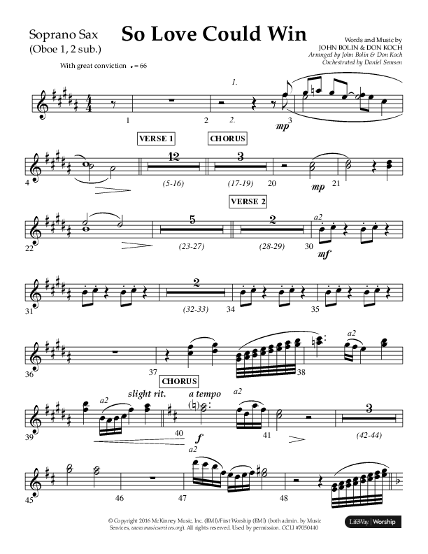 So Love Could Win (Choral Anthem SATB) Soprano Sax (Lifeway Choral / Arr. John Bolin / Don Koch / Orch. Daniel Semsen)